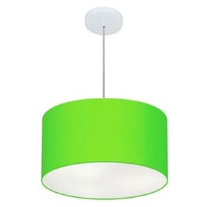 Lustre Pendente Cilíndrico Md-4099 Cúpula em Tecido 40x25cm Verde Limão - Bivolt