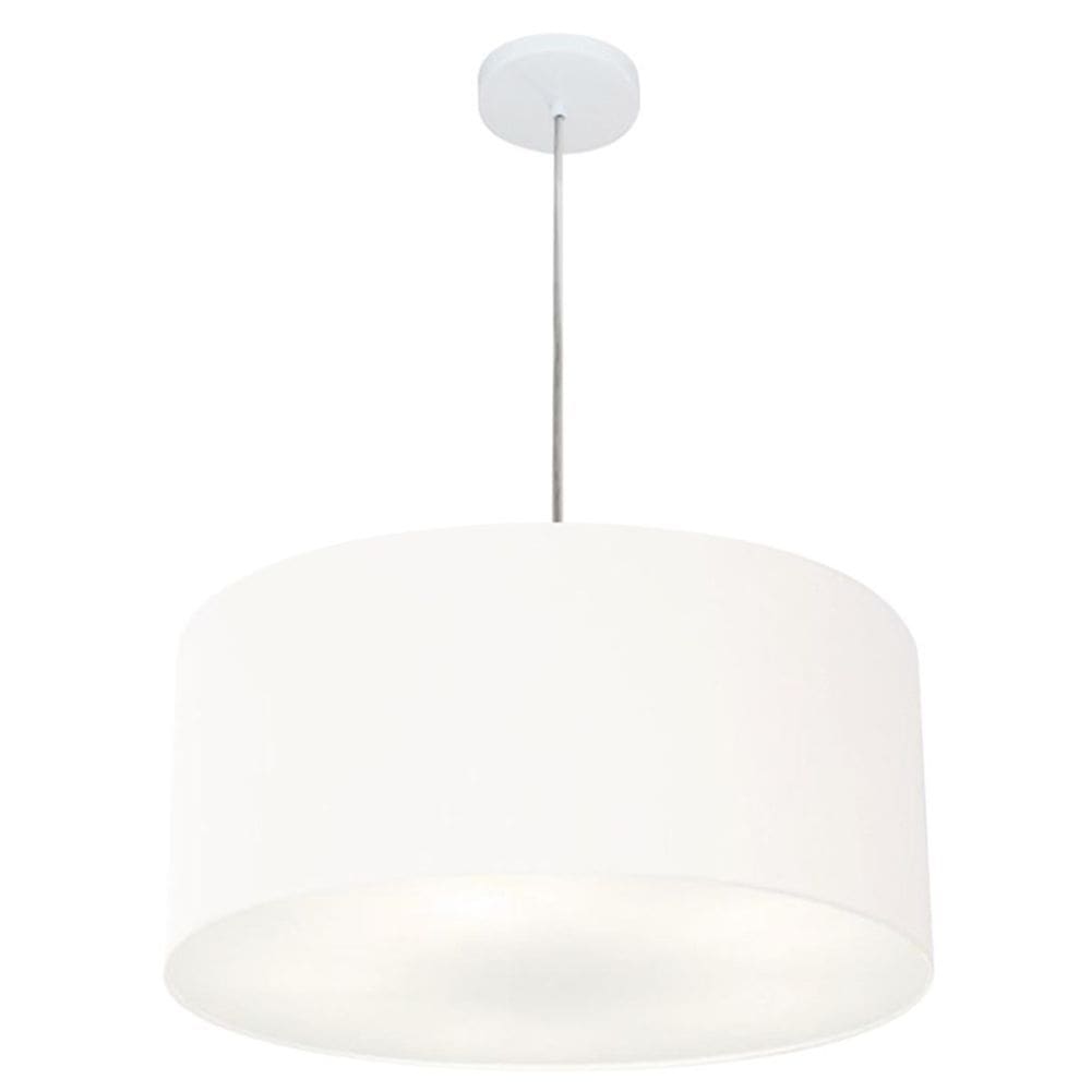 Lustre Pendente Cilíndrico Md-4049 Cúpula em Tecido 50x21cm Branco - Bivolt