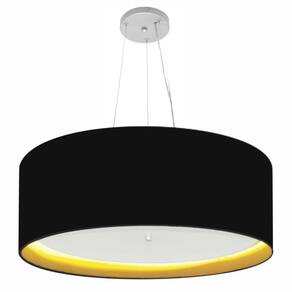 Lustre Pendente Cilíndrico Md-4142 Cúpula Forrada em Tecido 80x30cm Preto / Amarelo - Bivolt