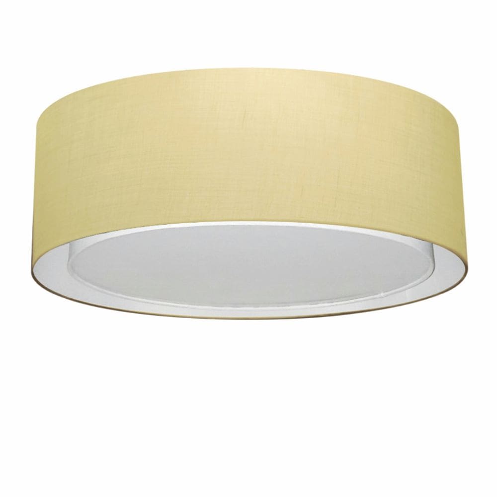 Plafon Duplo Cilíndrico Md-3037 Cúpula em Tecido 60x25cm Algodão Crú - Bivolt