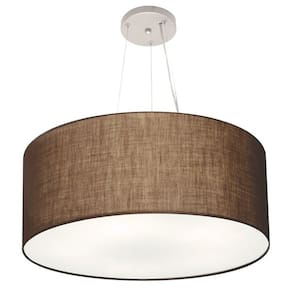 Lustre Pendente Cilíndrico Md-4074 Cúpula em Tecido 60x30cm Café - Bivolt