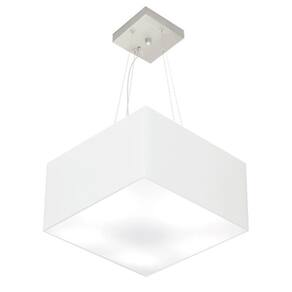 Lustre Pendente Quadrado Md-4041 Cúpula em Tecido 21/35x35cm Branco - Bivolt