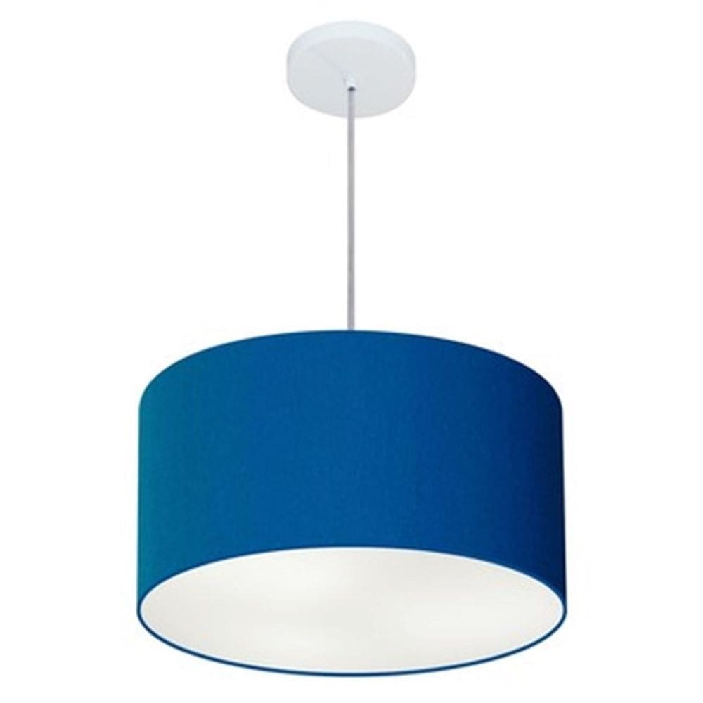 Lustre Pendente Cilíndrico Md-4099 Cúpula em Tecido 40x25cm Azul Marinho - Bivolt