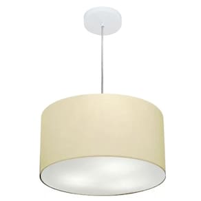 Lustre Pendente Cilíndrico Md-4099 Cúpula em Tecido 40x25cm Algodão Crú - Bivolt