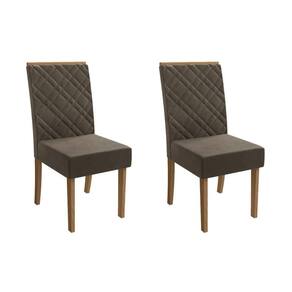 Kit 2 Cadeiras Sala Jantar Gardênia 2CAD149 Madeirado 2 Un Canela/Suede Capuccino - Kappesberg