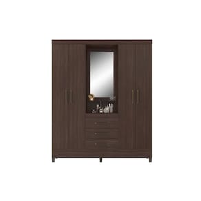 Guarda Roupa Casal 4 Portas e 3 Gavetas c/ 1 Espelho Capelinha Persia Cafe Touch - Demóbile