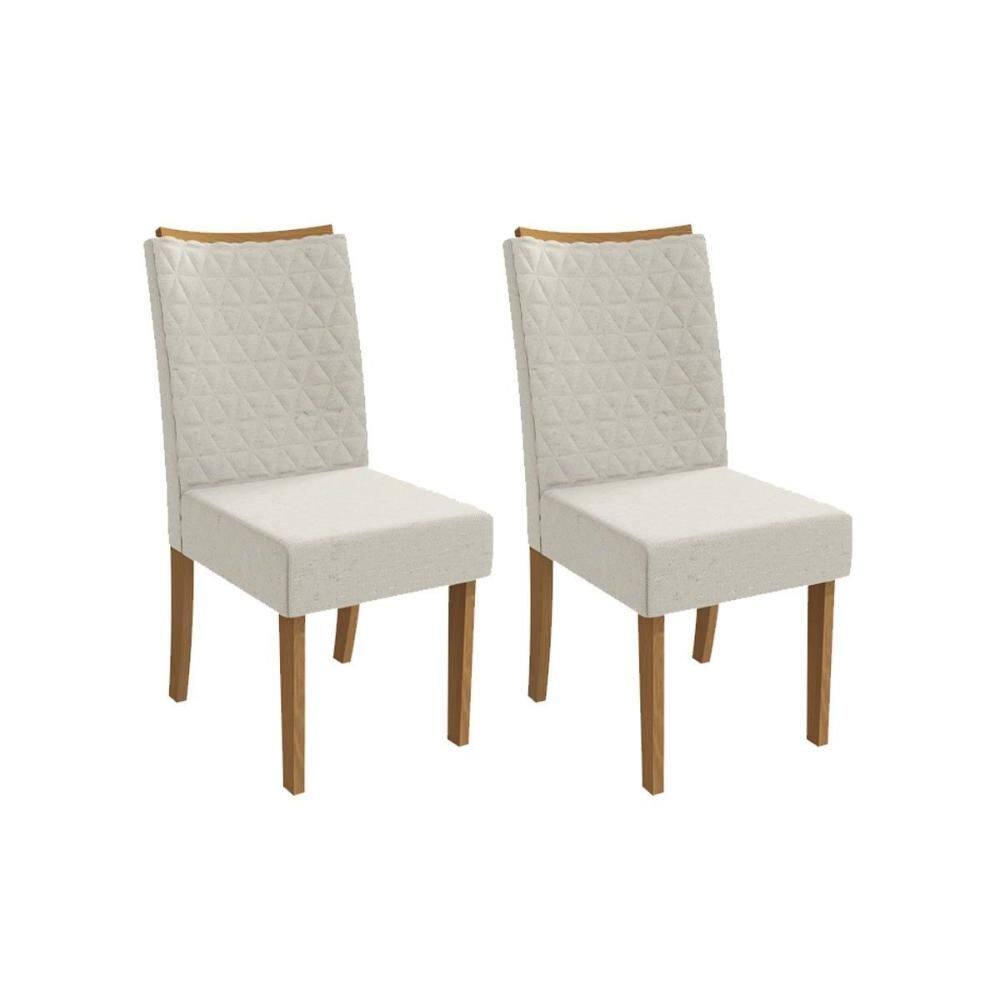 Cadeira de Cozinha Rosa 2CAD129 Madeirado Kit 2 Un Canela/Linho Bege Caqui - Kappesberg