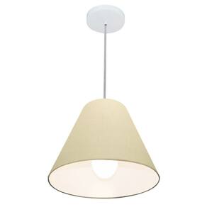 Lustre Pendente Cone Md-4028 Cúpula em Tecido 25/30x12cm Algodão Crú - Bivolt