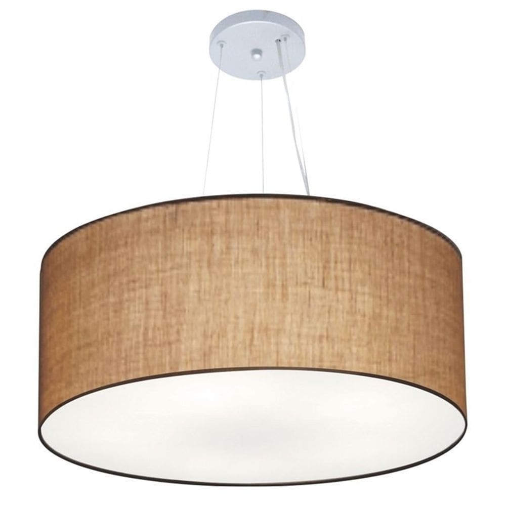 Lustre Pendente Cilíndrico Md-4074 Cúpula em Tecido 60x30cm Palha - Bivolt