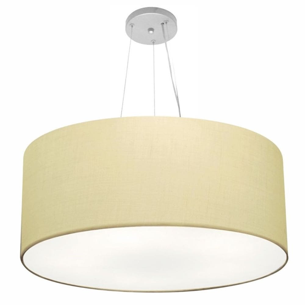 Lustre Pendente Cilíndrico Md-4074 Cúpula em Tecido 60x30cm Algodão Crú - Bivolt