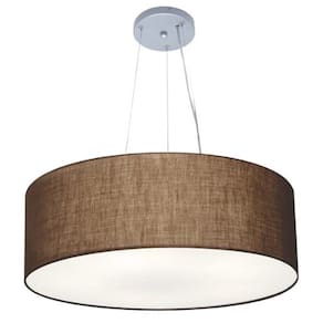 Lustre Pendente Cilíndrico Md-4070 Cúpula em Tecido 80x30cm Café - Bivolt