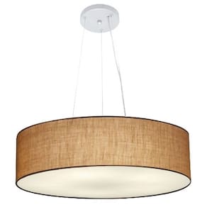 Lustre Pendente Cilíndrico Md-4136 Cúpula em Tecido 80x15cm Palha - Bivolt