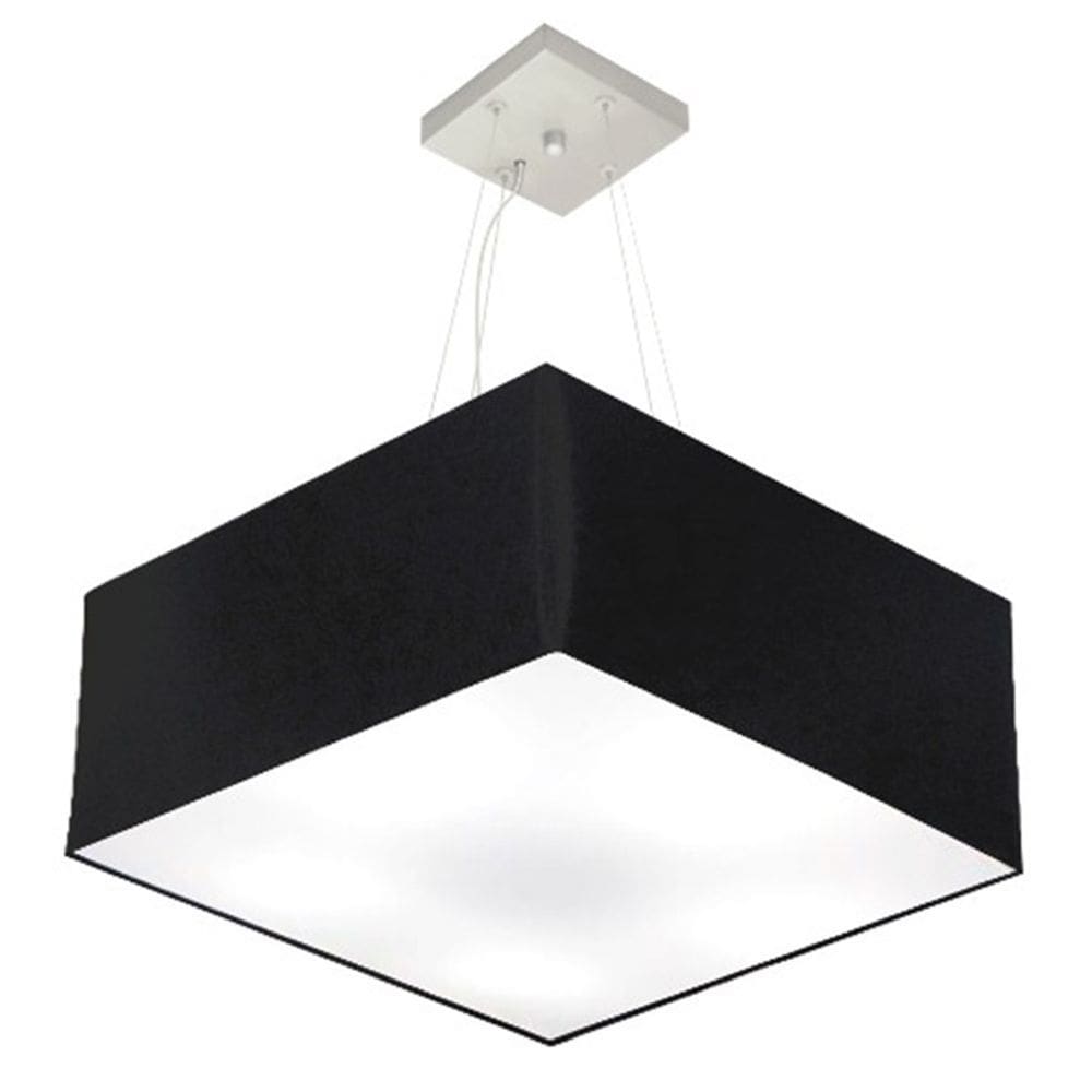 Lustre Pendente Quadrado Md-4065 Cúpula em Tecido 30/70x70cm Preto - Bivolt