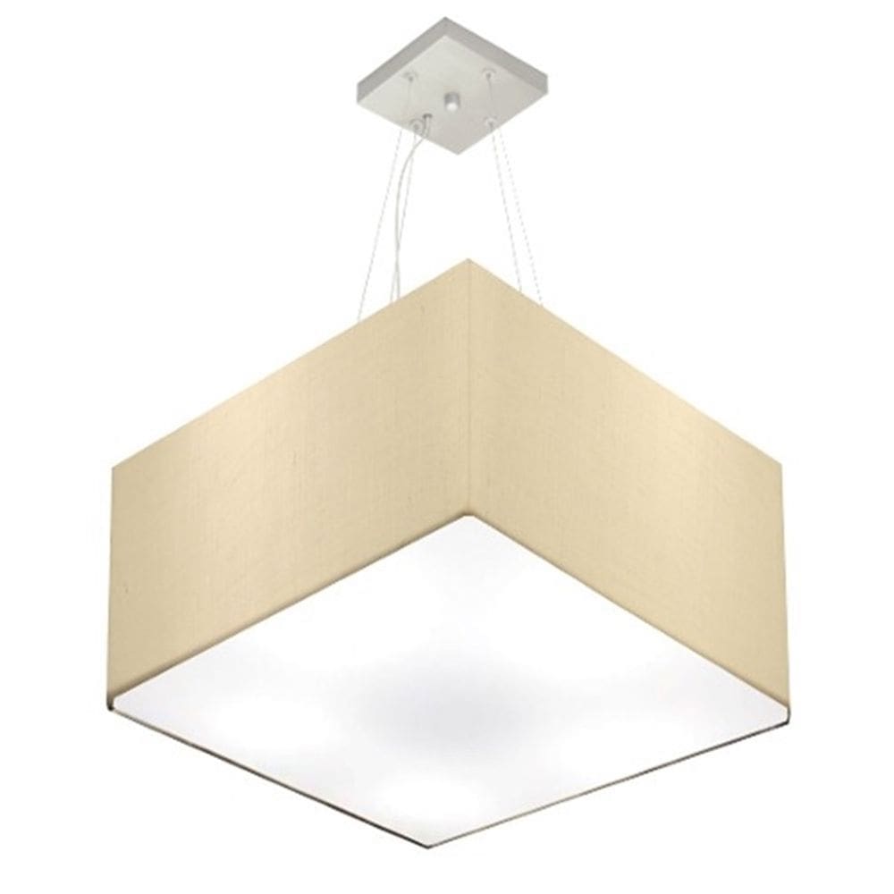 Lustre Pendente Quadrado Md-4075 Cúpula em Tecido 30/50x50cm Algodão Crú - Bivolt