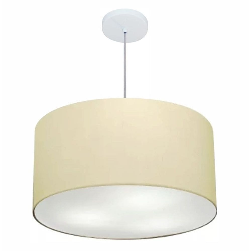 Lustre Pendente Cilíndrico Md-4101 Cúpula em Tecido 60x30cm Algodão Crú - Bivolt