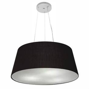 Lustre Pendente Cone Md-4062 Cúpula em Tecido 25/60x50cm Preto - Bivolt