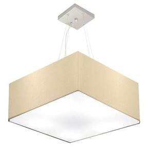 Lustre Pendente Quadrado Md-4040 Cúpula em Tecido 21/50x50cm Algodão Crú - Bivolt