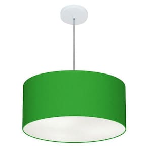 Lustre Pendente Cilíndrico Md-4100 Cúpula em Tecido 50x25cm Verde Folha - Bivolt
