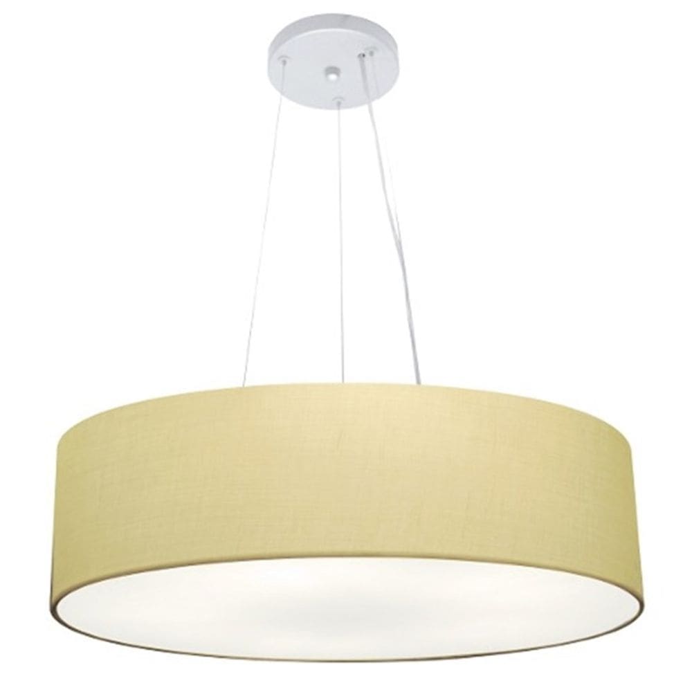 Lustre Pendente Cilíndrico Md-4136 Cúpula em Tecido 80x15cm Algodão Crú - Bivolt