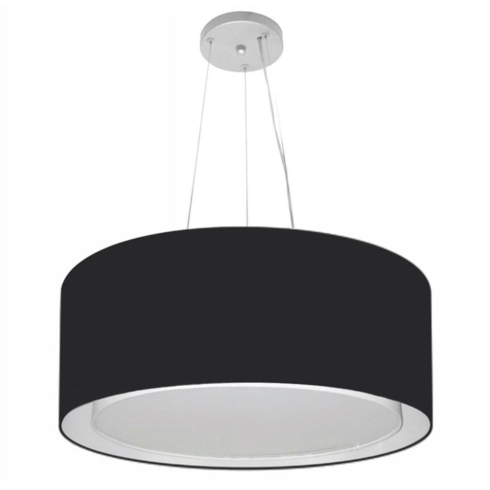 Lustre Pendente Cilíndrico Duplo Md-4124 Cúpula em Tecido 50x25cm Preto - Bivolt