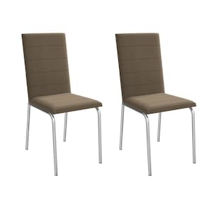 Cadeira de Cozinha Amsterdã 2C091 Aço Kit 2 Un Cromado/Suede Cappuccino - Kappesberg