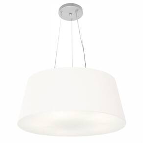 Lustre Pendente Cone Md-4062 Cúpula em Tecido 25/60x50cm Branco - Bivolt