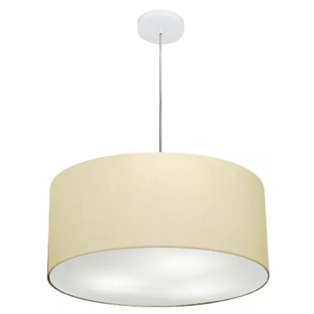 Lustre Pendente Cilíndrico Md-4100 Cúpula em Tecido 50x25cm Algodão Crú - Bivolt