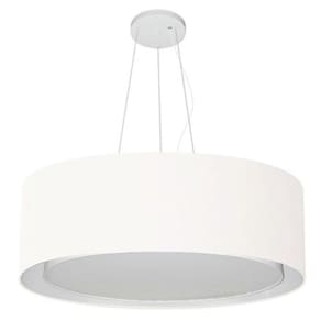 Lustre Pendente Cilíndrico Duplo Md-4126 Cúpula em Tecido 80x30cm Branco - Bivolt