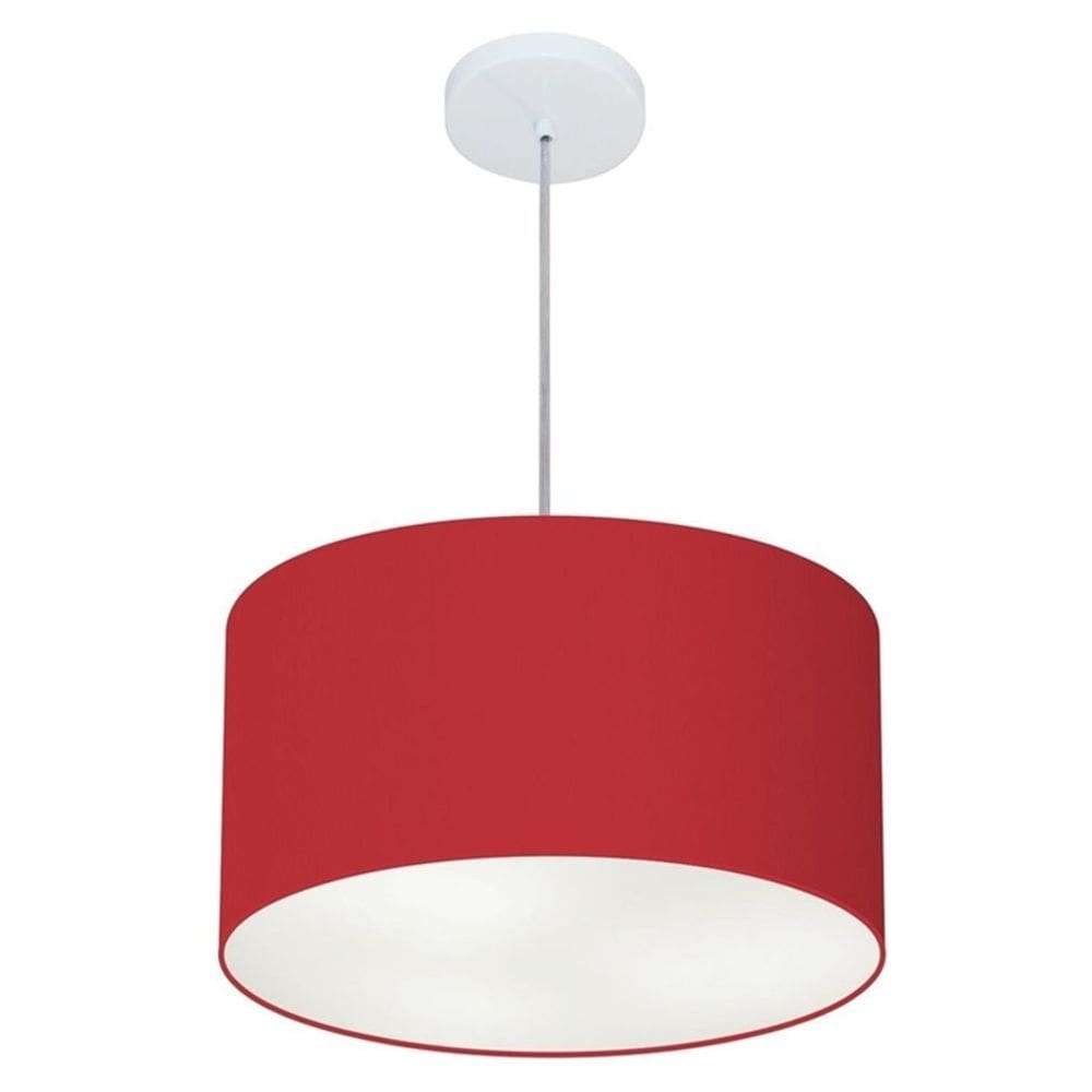 Lustre Pendente Cilíndrico Md-4099 Cúpula em Tecido 40x25cm Bordo - Bivolt