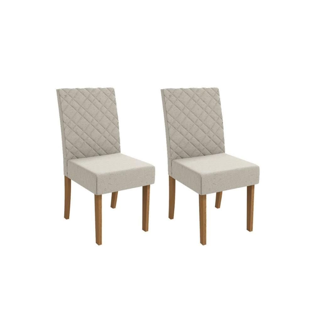 Cadeira de Cozinha Verbena 2CAD133 Madeirado Kit 2 Un Canela/Linho Bege Caqui - Kappesberg