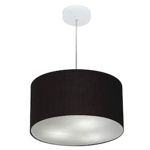 Lustre Pendente Cilíndrico Md-4099 Cúpula em Tecido 40x25cm Preto - Bivolt