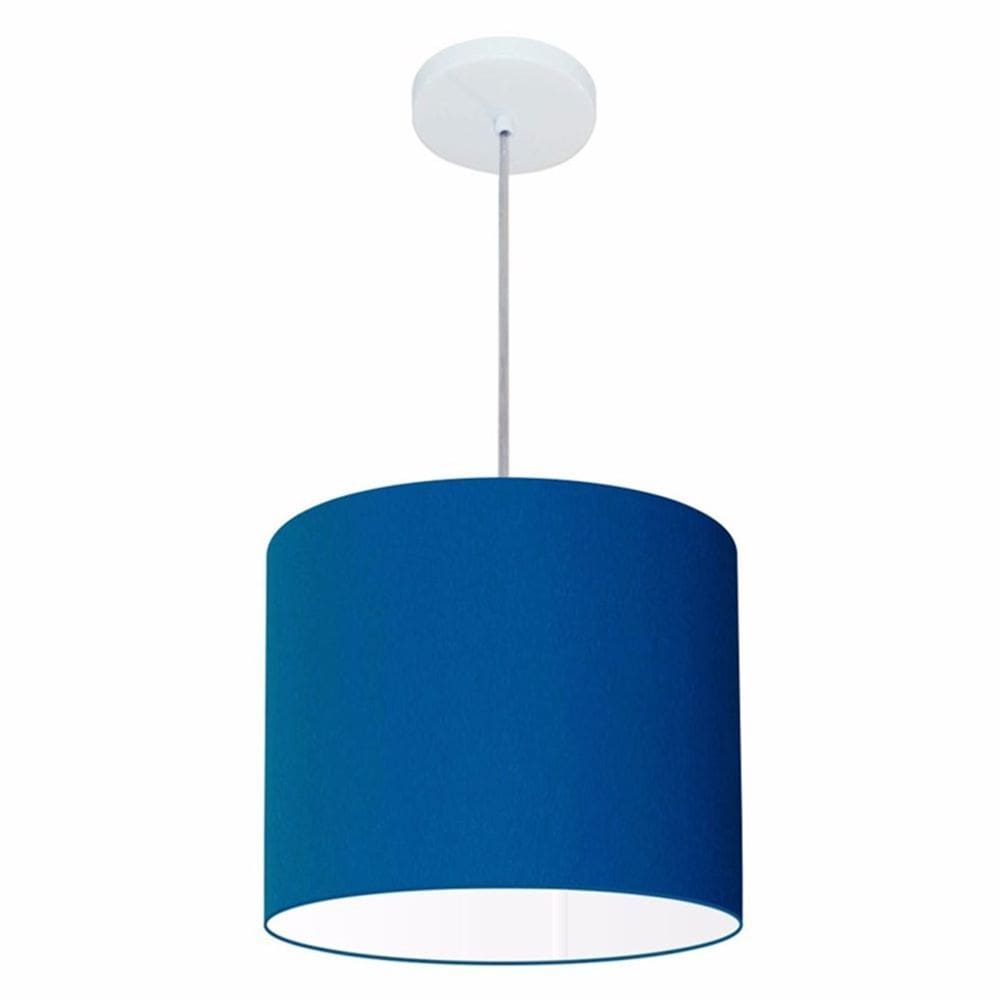 Lustre Pendente Cilíndrico Md-4143 Cúpula em Tecido 35x25cm Azul Marinho - Bivolt