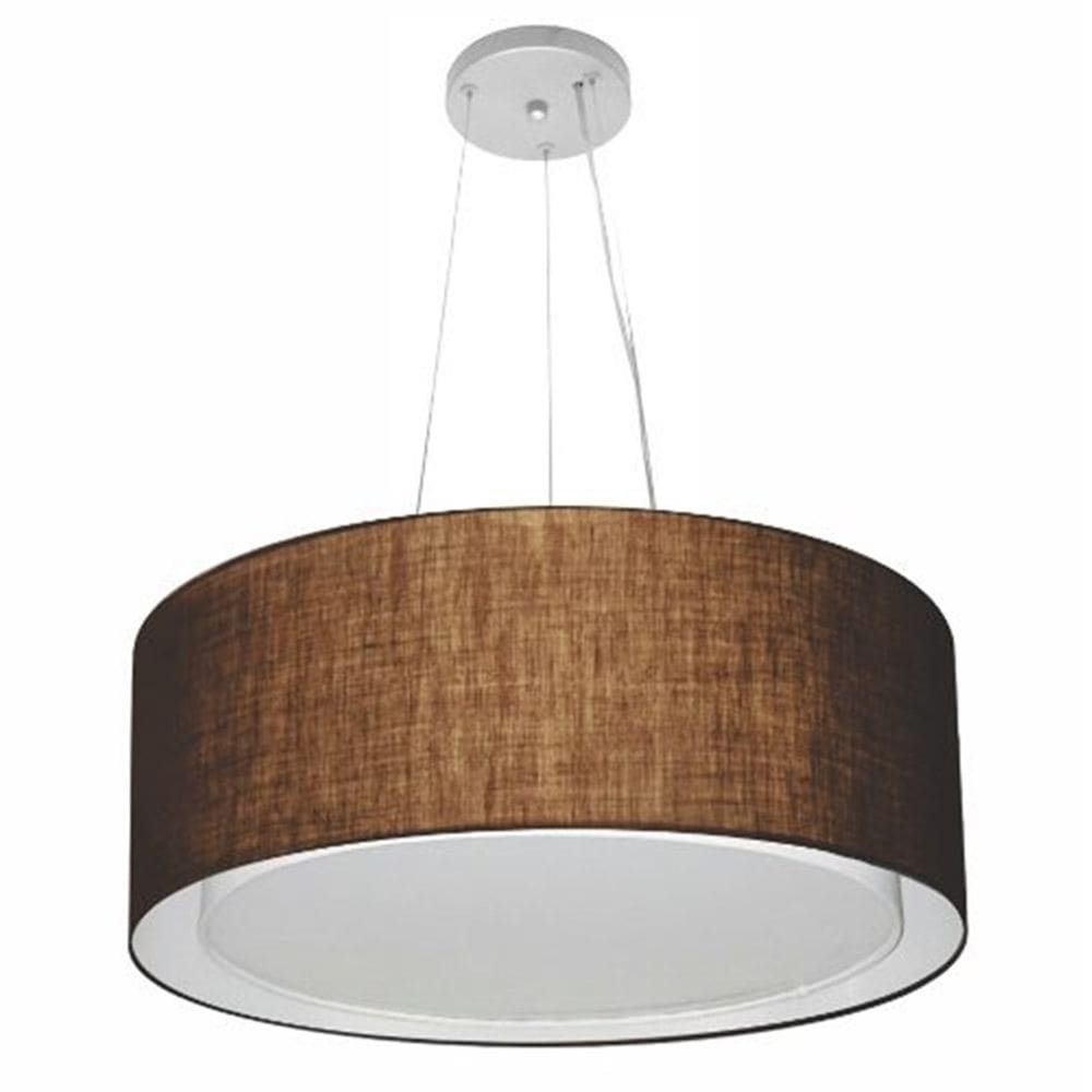 Lustre Pendente Cilíndrico Duplo Md-4124 Cúpula em Tecido 50x25cm Café - Bivolt