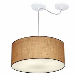 Lustre Cilíndrico C/ Desvio De Centro Md-4151 Cúpula em Tecido 50x25cm Palha - Bivolt