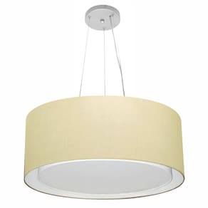 Lustre Pendente Cilíndrico Duplo Md-4124 Cúpula em Tecido 50x25cm Algodão Crú - Bivolt