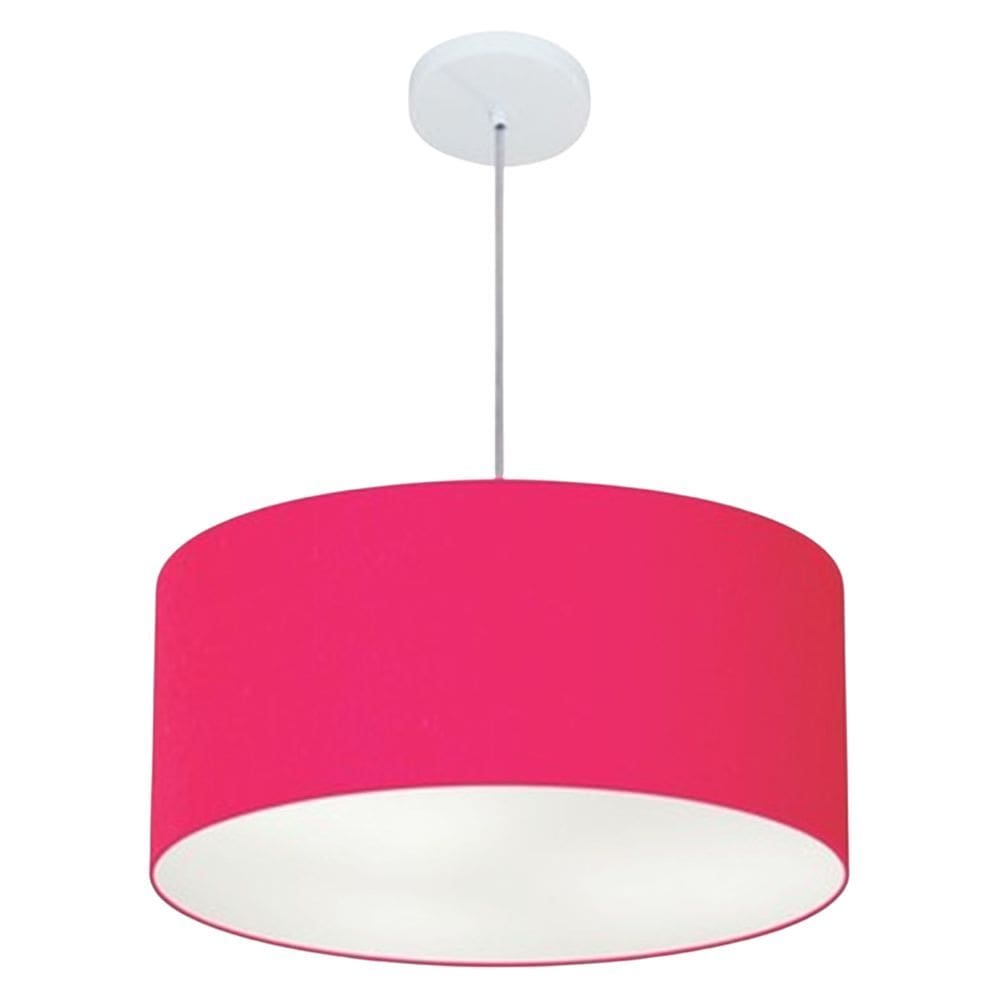 Lustre Pendente Cilíndrico Md-4100 Cúpula em Tecido 50x25cm Rosa Pink - Bivolt