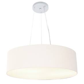 Lustre Pendente Cilíndrico Md-4136 Cúpula em Tecido 80x15cm Branco - Bivolt