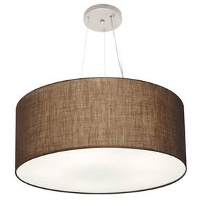 Lustre Pendente Cilíndrico Md-4135 Cúpula em Tecido 70x30cm Café - Bivolt