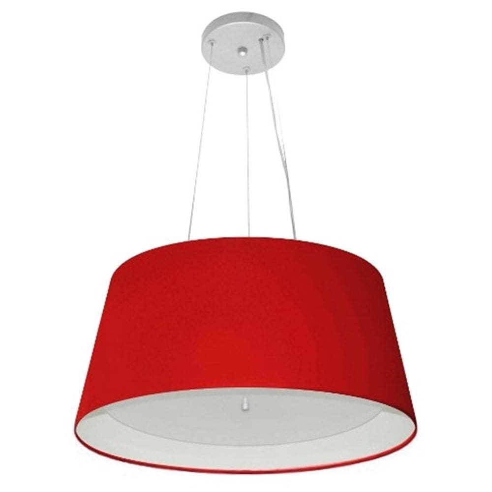 Lustre Pendente Cone Md-4144 Cúpula Forrada em Tecido 25x50x40cm Vermelho - Bivolt