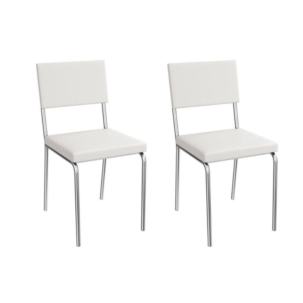 Kit 2 Cadeiras Sala Jantar Zaria 2C128CR Aço 2 Un Cromado/ano Branco - Kappesberg