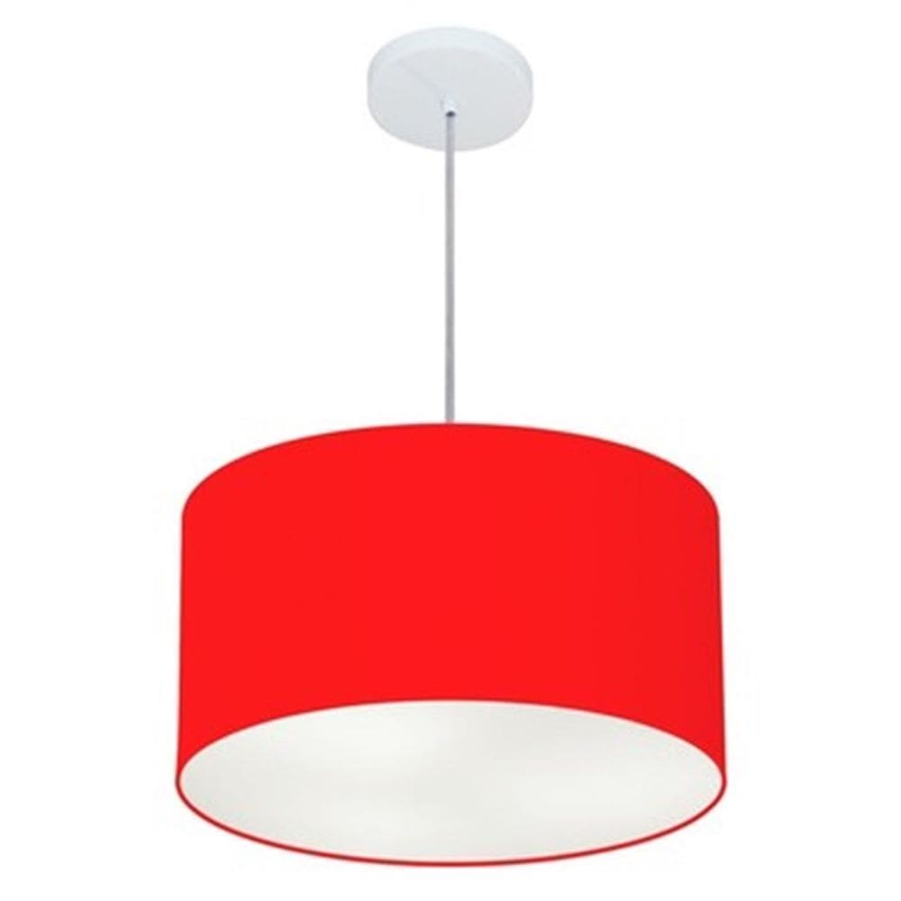Lustre Pendente Cilíndrico Md-4099 Cúpula em Tecido 40x25cm Vermelho - Bivolt