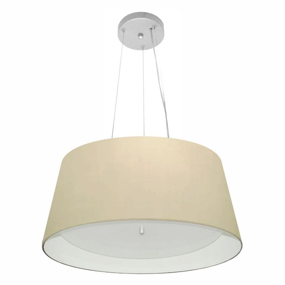Lustre Pendente Cone Md-4144 Cúpula Forrada em Tecido 25x50x40cm Bege / Branco - Bivolt