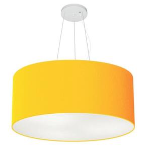 Lustre Pendente Cilíndrico Md-4150 Cúpula em Tecido 70x21cm Laranja - Bivolt