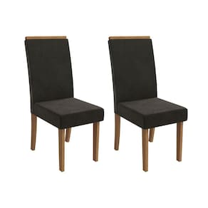 Cadeira de Cozinha Íris 2CAD142 Madeirado Kit 2 Un Canela/Suede Grafite - Kappesberg