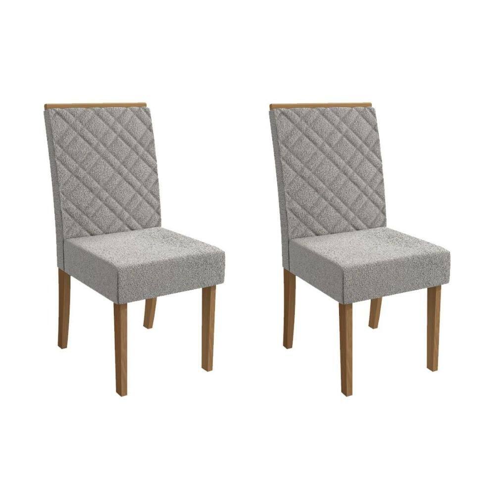 Cadeira de Cozinha Gardênia 2CAD149 Madeirado Kit 2 Un Canela/Boucle Cinza - Kappesberg