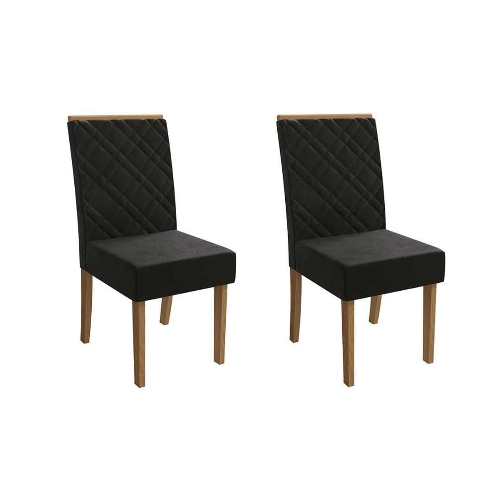 Cadeira de Cozinha Verbena 2CAD133 Madeirado Kit 2 Un Canela/Suede Preto - Kappesberg