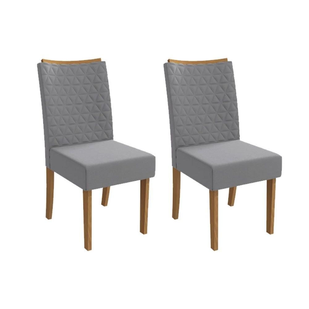 Cadeira de Cozinha Rosa 2CAD129 Madeirado Kit 2 Un Canela/Suede Cinza - Kappesberg
