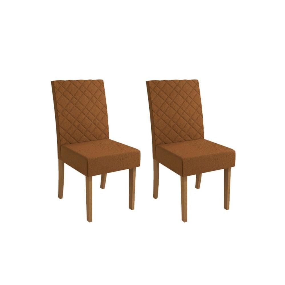Kit 2 Cadeiras de Cozinha Verbena 2CAD133 Madeirado 2 Un Canela/Boucle Terracota - Kappesberg
