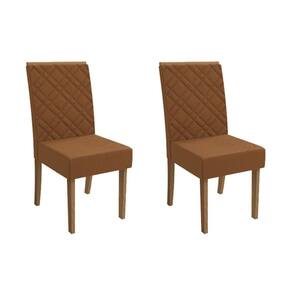 Cadeira de Cozinha Gardênia 2CAD149 Madeirado Kit 2 Un Canela/Boucle Terracota - Kappesberg