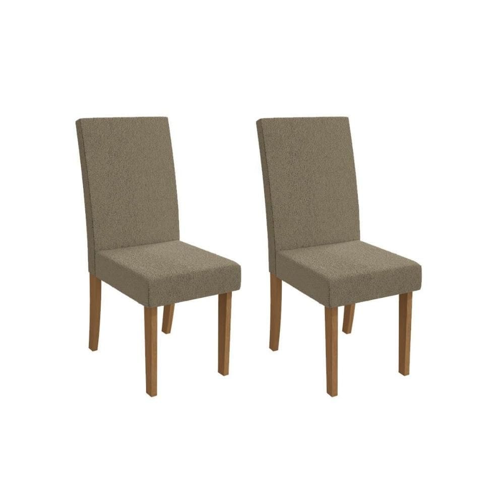 Cadeira de Cozinha Dália 2CAD131 Madeirado Kit 2 Un Canela/Boucle Bege Fendi - Kappesberg